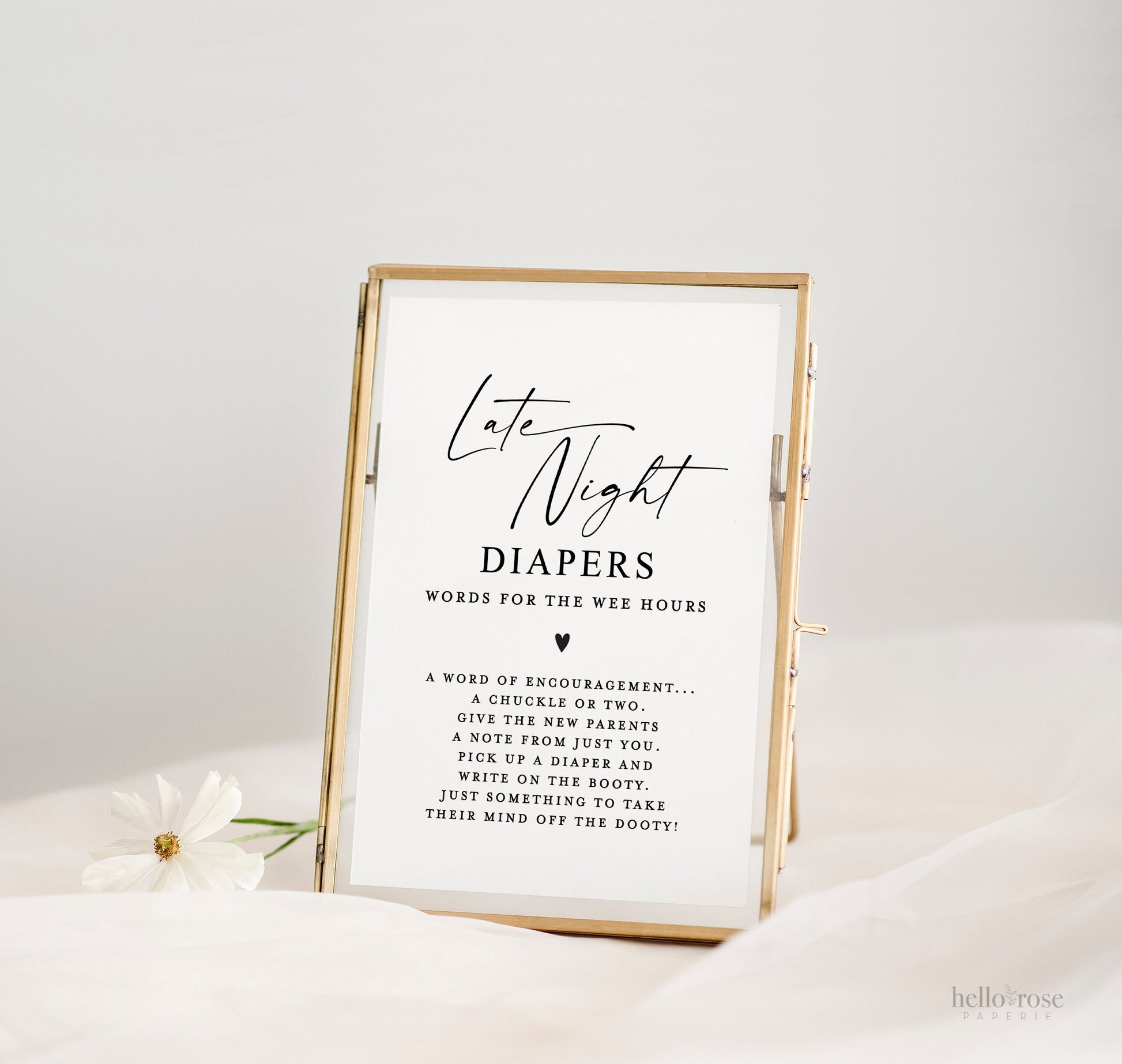 Late Night Diapers Sign . Boy Girl Neutral Baby Shower Game . Minimalist Modern . PRINTABLE Editable Template Instant Download Templett SM-T