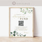 Honeymoon Fund QR Code Wedding Sign . Venmo Wedding Honeymoon Cash Gift Sign Printable Template . Greenery . Instant Download Templett G2-T