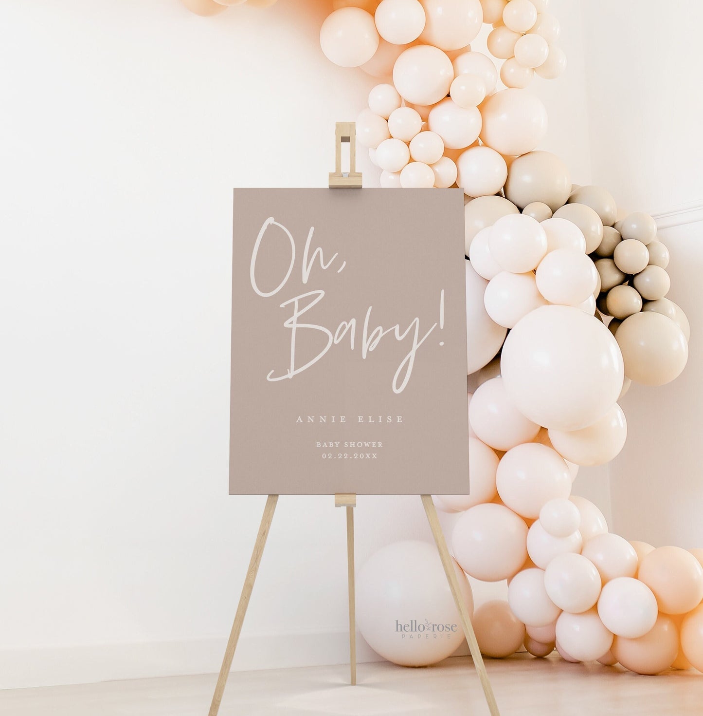 Oh Baby Welcome Sign . Simple Script Minimalist Baby Shower Welcome Template . PRINTABLE Editable Poster . Instant Download Templett ELISA