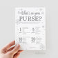 Whats in your Purse Printable Baby Shower Game . Winter Girl Boy Twins . Baby its Cold Outside White and Silver Glitter . Printable Download