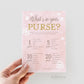 Whats in Your Purse Baby Shower Game . Winter Girl Baby Shower . Baby its Cold Outside . Pink and Gold Glitter . Printable Digital Download