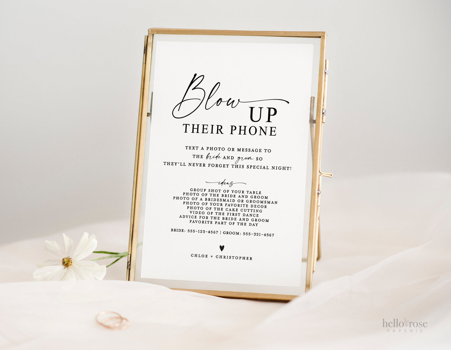 Blow Up Their Phone Wedding Reception Sign . Share the Love Printable Template . Simple Modern Minimalist Instant Download Templett SM-T