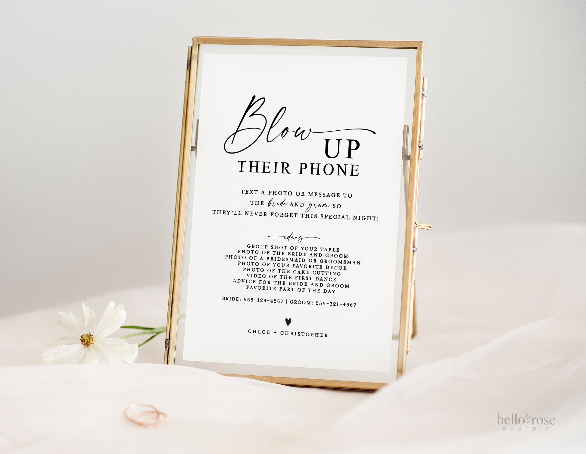 Blow Up Their Phone Wedding Reception Sign . Share the Love Printable Template . Simple Modern Minimalist Instant Download Templett SM-T