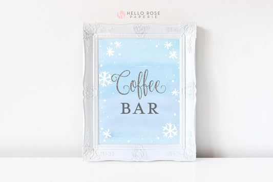 Coffee Bar Table Sign Printable . Baby its Cold Outside Blue Silver Winter Snowflakes Baby Shower Birthday Onederland Boy . Instant Download