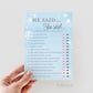 He Said She Said PRINTABLE Baby Shower Game . Who Said It? Mommy or Daddy . Baby It's Cold Outside Boy . Blue and Silver . Instant Download