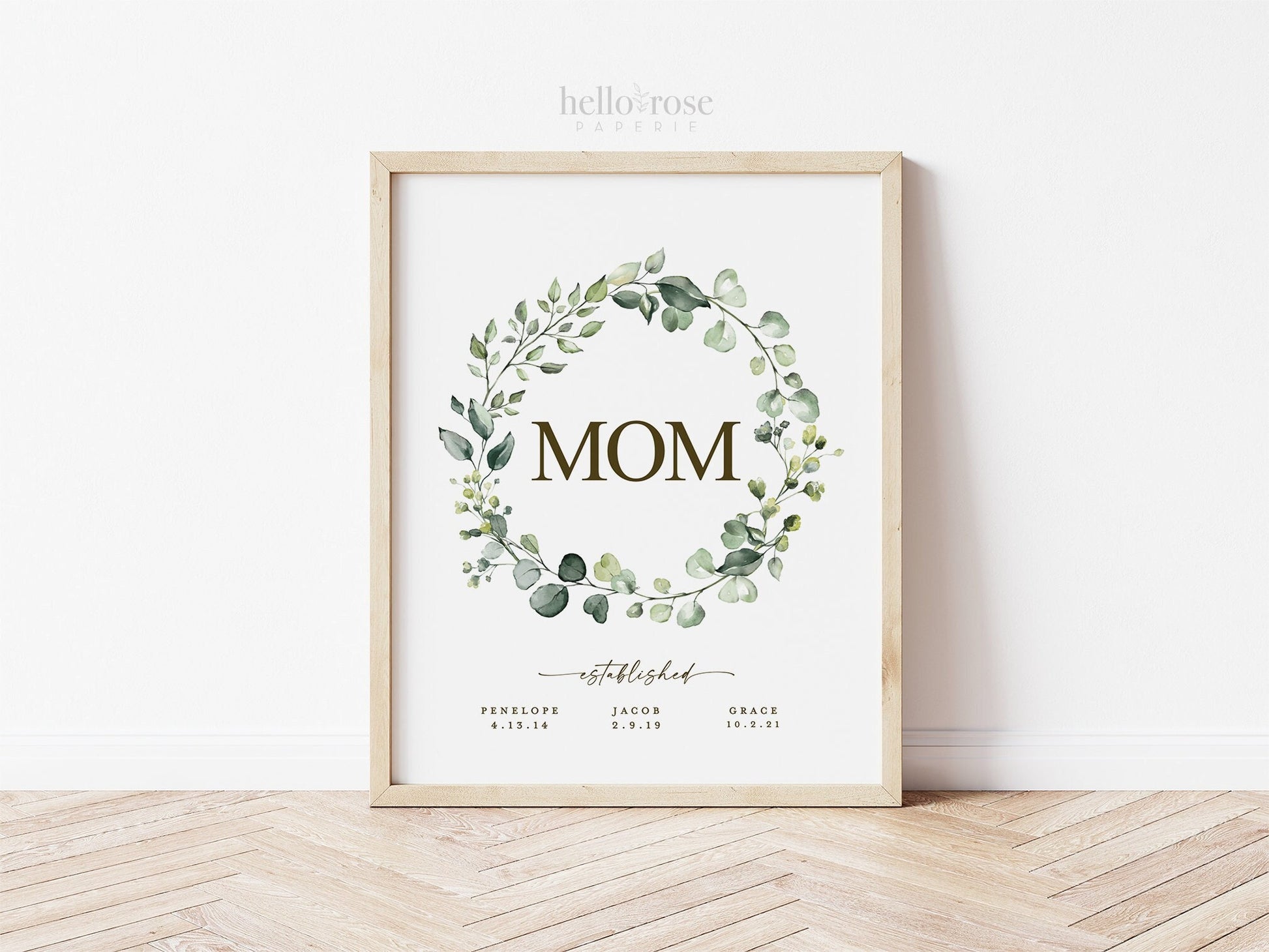 Mom Established Printable Christmas Gift . Gift Idea for Mom Mother Wife . Gift From Kids Husband . PRINTABLE Editable Template Templett