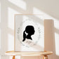 Silhouette Portrait Printable . Personalized with Child's Silhouette from a Photo . Greenery . Gift for Her Mom . Digital Download Printable