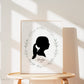 Silhouette Portrait Printable . Personalized with Child's Silhouette from a Photo . Greenery . Gift for Her Mom . Digital Download Printable