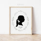 Silhouette Portrait Printable . Personalized with Child's Silhouette from a Photo . Greenery . Gift for Her Mom . Digital Download Printable