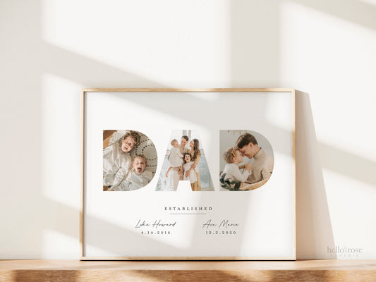 DAD Personalized Photo Gift for Daddy, Established Gift from Wife and Kids, PRINTABLE Personalized Birthday Gift from Children, DOWNLOAD