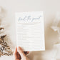 Find the Guest Boho Baby Shower Printable Game . Blue Boy Minimalist . Editable Template . Instant Download Templett