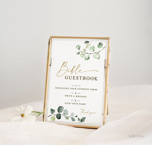 Bible Guestbook Verse Sign Printable . Greenery + Gold . Wedding Engagement Bridal Shower Bachelorette Hens Party . 8x10 Instant Download G2