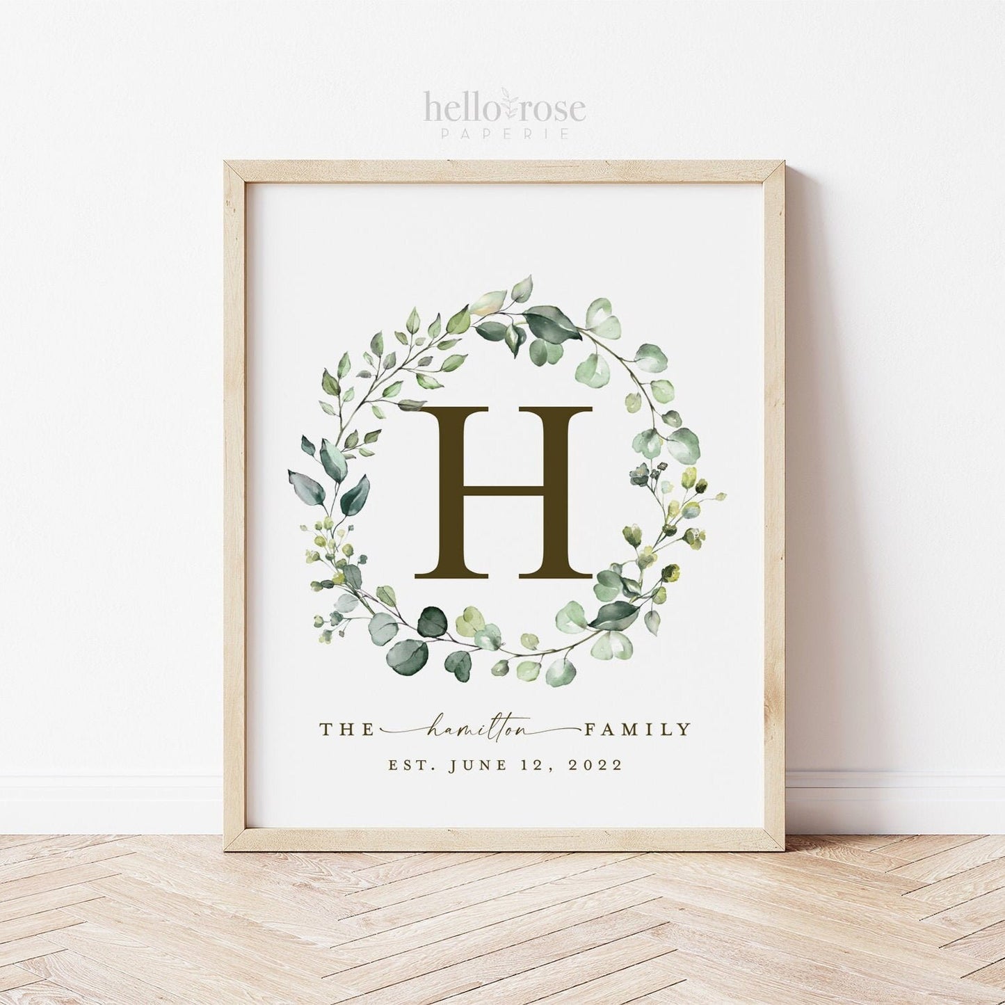 Personalized Family Name Printable Christmas Gift Sign . Last Name Monogram Established Date . Wedding Anniversary Gift . Download