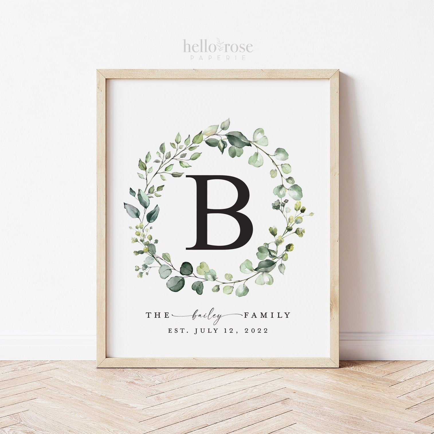 Personalized Family Name Printable Christmas Gift Sign . Last Name Monogram Established Date . Wedding Anniversary Gift . Download