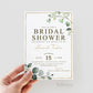 Bridal Shower Printable Invitation . Greenery and Gold . Rustic Boho Eucalyptus . Bachelorette Hens Party . Digital Download PDF . G2