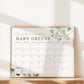 Baby Due Date Calendar Printable Game . Guess the Arrival / Baby's Due Date Custom Baby Shower Game . Greenery Eucalyptus . PDF Download G2