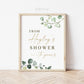 From Her Shower to Yours Favors Personalized Sign . PRINTABLE Baby Bridal Shower Wedding Shower . Greenery and Gold . Digital Download . G2