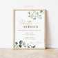 Shuttle Service Wedding Sign . Complimentary Transportation . Greenery and Gold . Personalized Printable Digital Download PDF . G2