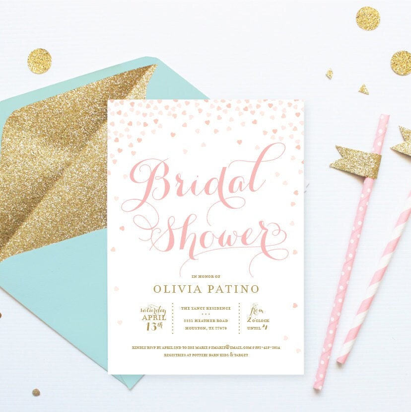 Thank You for Showering the Bride with Love . Personalized Bridal Shower Welcome Favors Sign . Pink and Gold . Printable Download