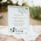 Welcome to Our Unplugged Ceremony . Personalized Wedding Printable Sign . Put Away Phones . Greenery + Gold . Digital Download PDF JPEG . G2