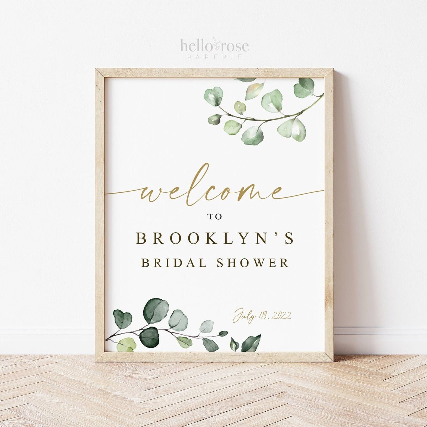 Personalized Welcome Sign . Bridal Shower Bachelorette Hens Wedding Party. Greenery Eucalyptus . Printable Poster . PDF Download G2
