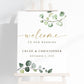 Wedding Welcome Sign . Personalized Welcome to Our Wedding Printable Poster Sign . Greenery and Gold Eucalyptus . Digital Download G2