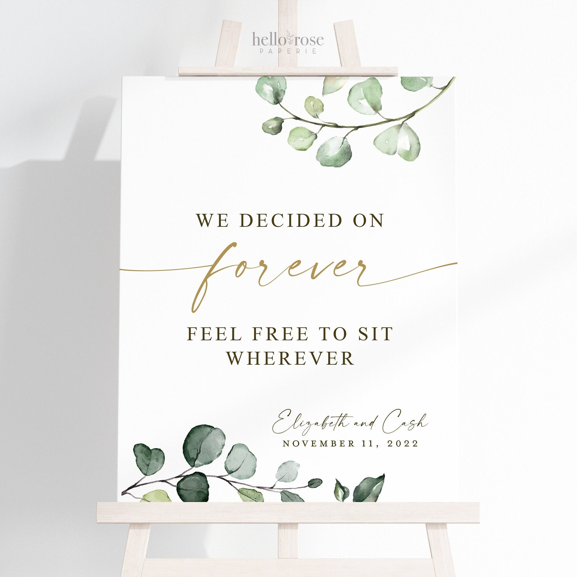 Cards and Gifts . Editable Printable Sign . Greenery + Gold . Baby Bridal Shower Wedding Party . Template Instant Download Templett G2-T