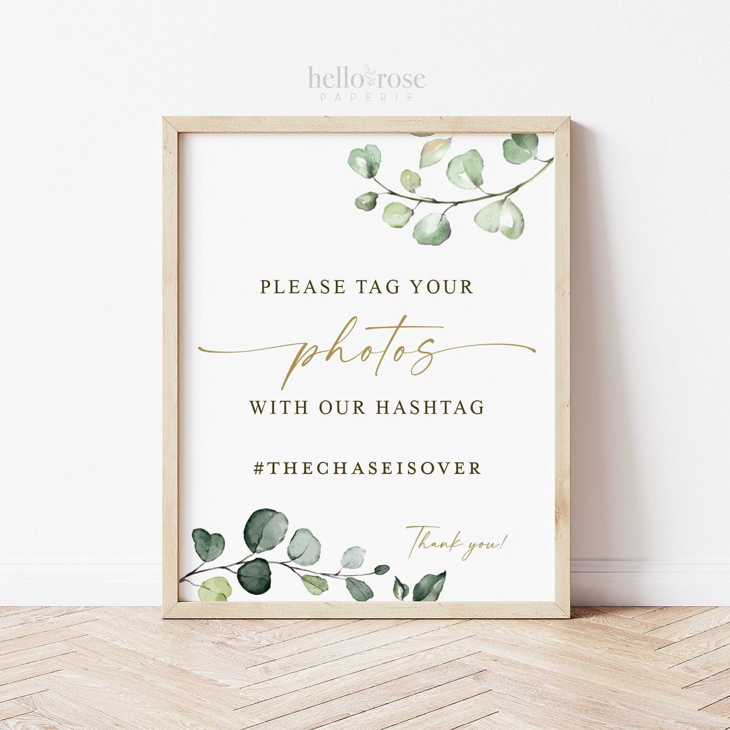 Personalized Hashtag Printable Sign . Please Tag Your Photos . Wedding Bridal Shower Bachelorette . Greenery + Gold . PRINTABLE Download G2