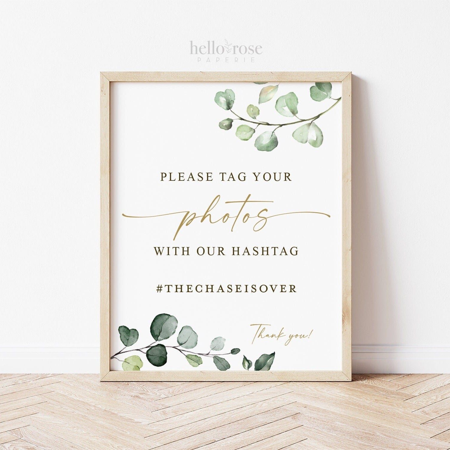 Personalized Hashtag Printable Sign . Please Tag Your Photos . Wedding Bridal Shower Bachelorette . Greenery + Gold . PRINTABLE Download G2