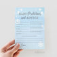 Baby Predictions and Advice Card . Boy Baby Shower Game . Baby It's Cold Outside . Snowflakes Blue and Silver . Printable Instant Download