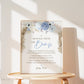 A Message From the Bump PRINTABLE Personalized Sign . Boy Baby Shower . Message From Baby . Blue Pampas Grass Floral . DIGITAL DOWNLOAD