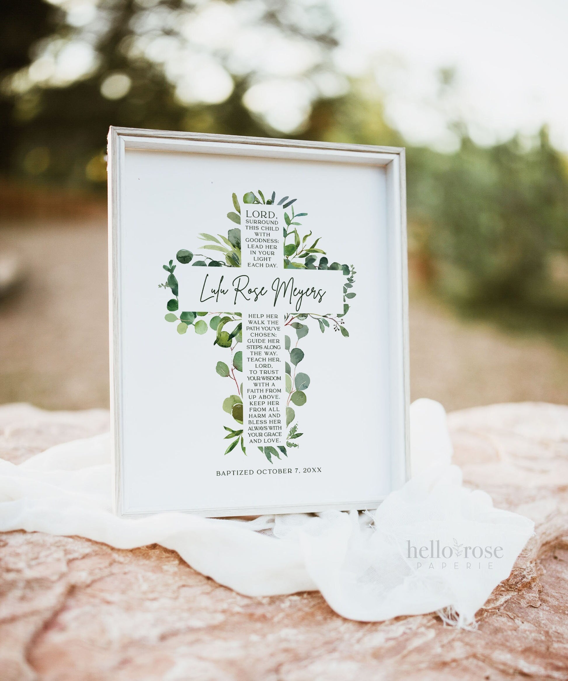 Baptism Gift for Girl or Boy . A Prayer for Child PRINTABLE Personalized Cross Sign . Christening Communion Baby Dedication . Download G2