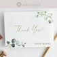 Thank You Card Template for Wedding Bridal Baby Shower Small Business . Greenery Gold . PRINTABLE Editable Templett Instant Download . G2-T