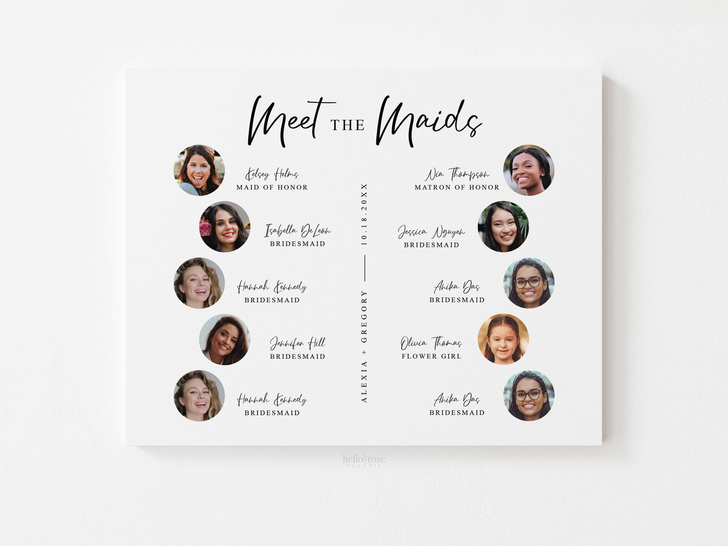 Meet the Maids PRINTABLE Sign . Personalized Bridal Party . Bridesmaids Maid and Matron of Honor Flower Girl . Minimalist . Digital Download