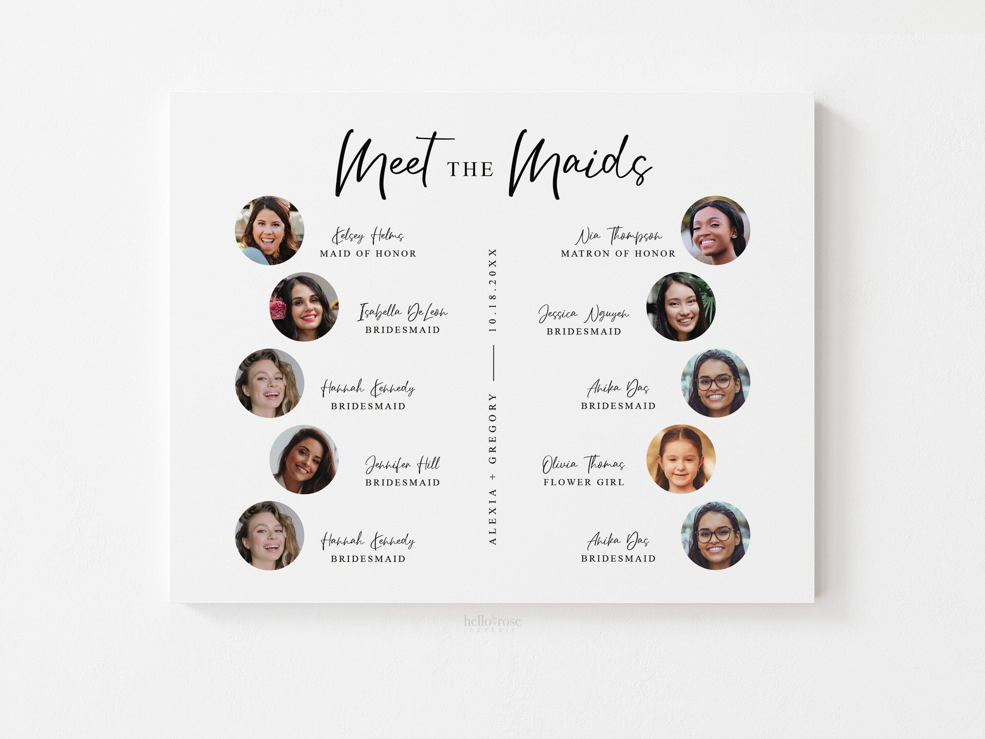 Meet the Maids PRINTABLE Sign . Personalized Bridal Party . Bridesmaids Maid and Matron of Honor Flower Girl . Minimalist . Digital Download