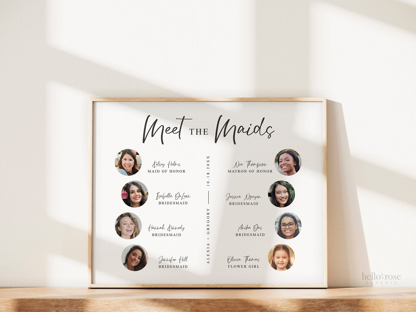 Meet the Maids PRINTABLE Sign . Personalized Bridal Party . Bridesmaids Maid and Matron of Honor Flower Girl . Minimalist . Digital Download