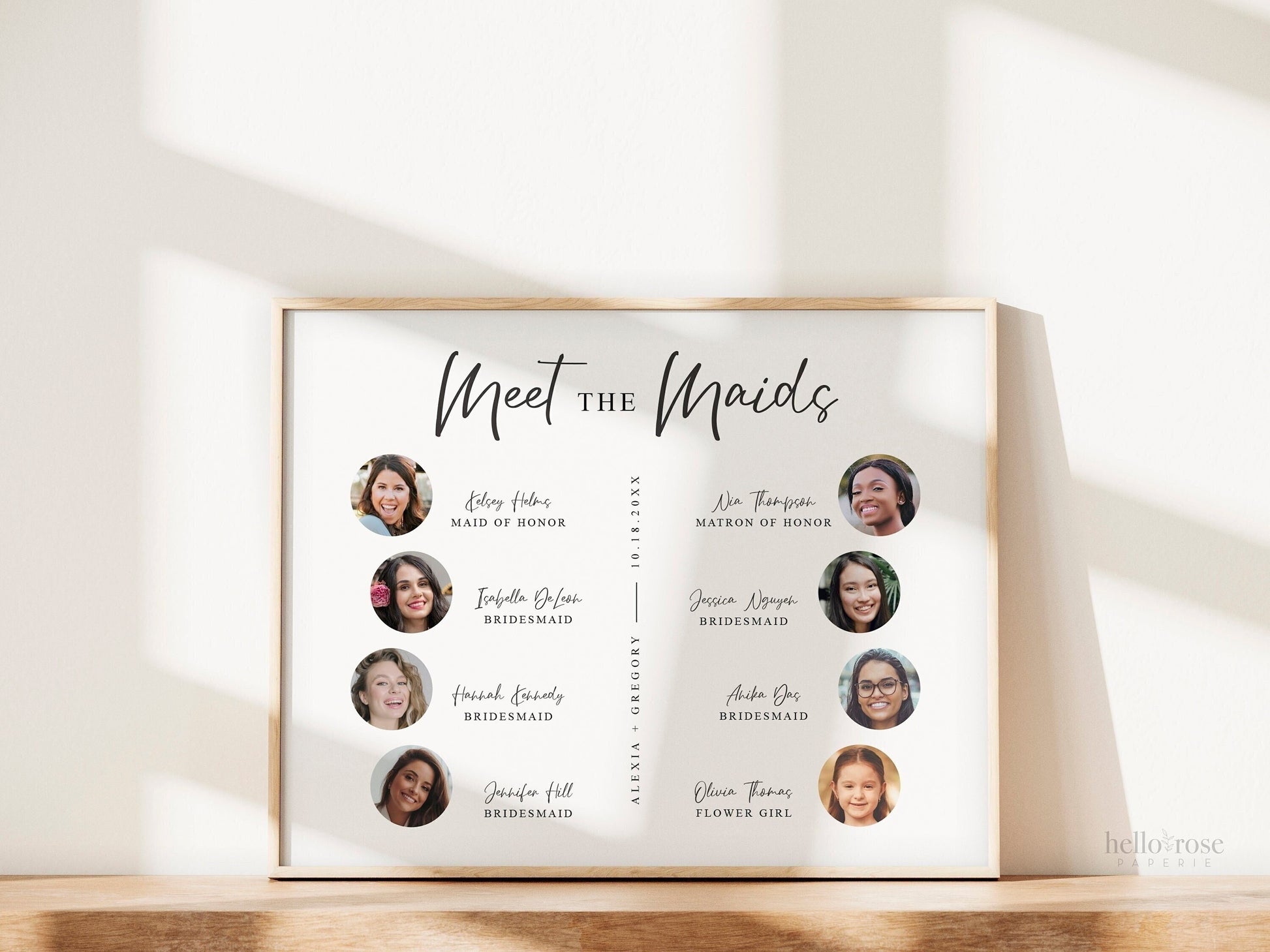 Meet the Maids PRINTABLE Sign . Personalized Bridal Party . Bridesmaids Maid and Matron of Honor Flower Girl . Minimalist . Digital Download