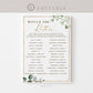 Would She Rather Bridal Shower Bachelorette Hens Game . Greenery + Gold . PRINTABLE Editable Template Instant Download Templett G2-T
