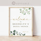 Bridal Shower Welcome Sign Template . Greenery + Gold Eucalyptus . PRINTABLE Editable Welcome Poster . Instant Download Templett PENNY