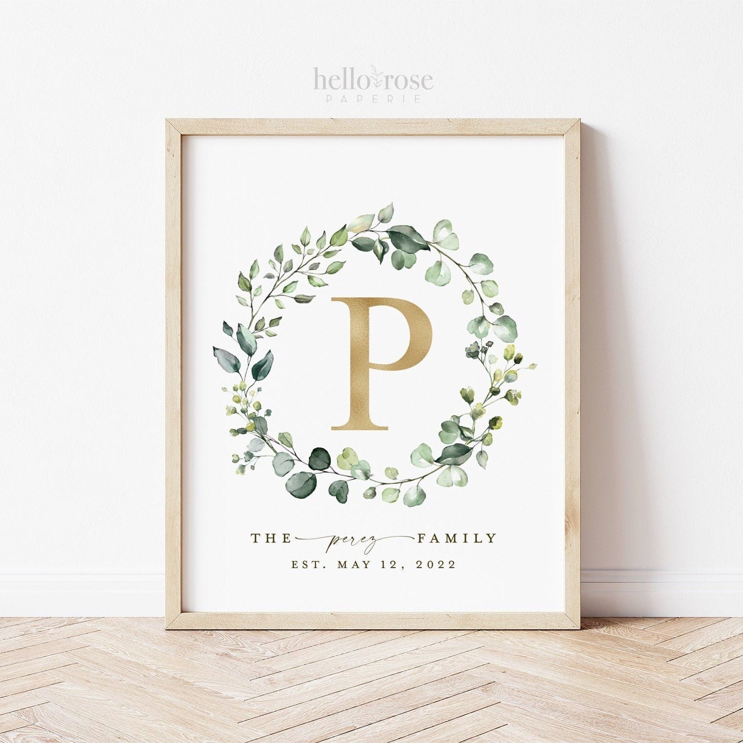 Personalized Family Name Printable Christmas Gift Sign . Last Name Monogram Established Date . Wedding Anniversary Gift . Download