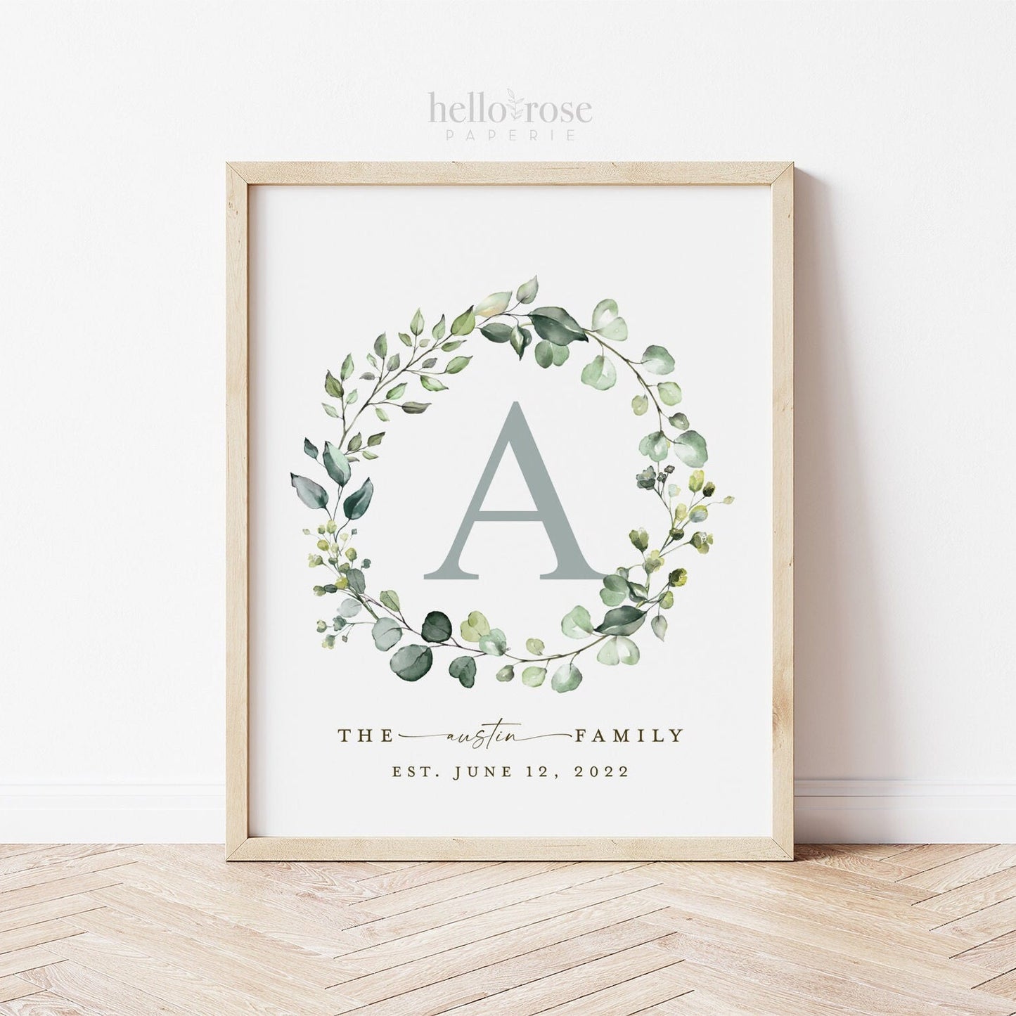Personalized Family Name Printable Christmas Gift Sign . Last Name Monogram Established Date . Wedding Anniversary Gift . Download