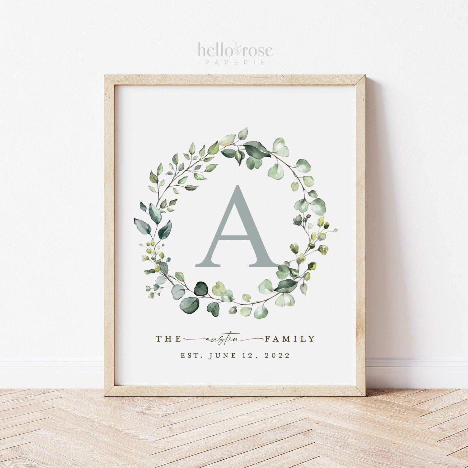 Personalized Family Name Printable Christmas Gift Sign . Last Name Monogram Established Date . Wedding Anniversary Gift . Download
