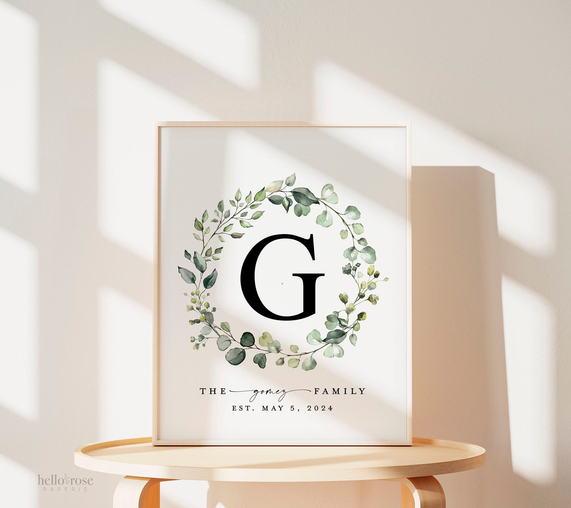 Personalized Family Name Printable Christmas Gift Sign . Last Name Monogram Established Date . Wedding Anniversary Gift . Download