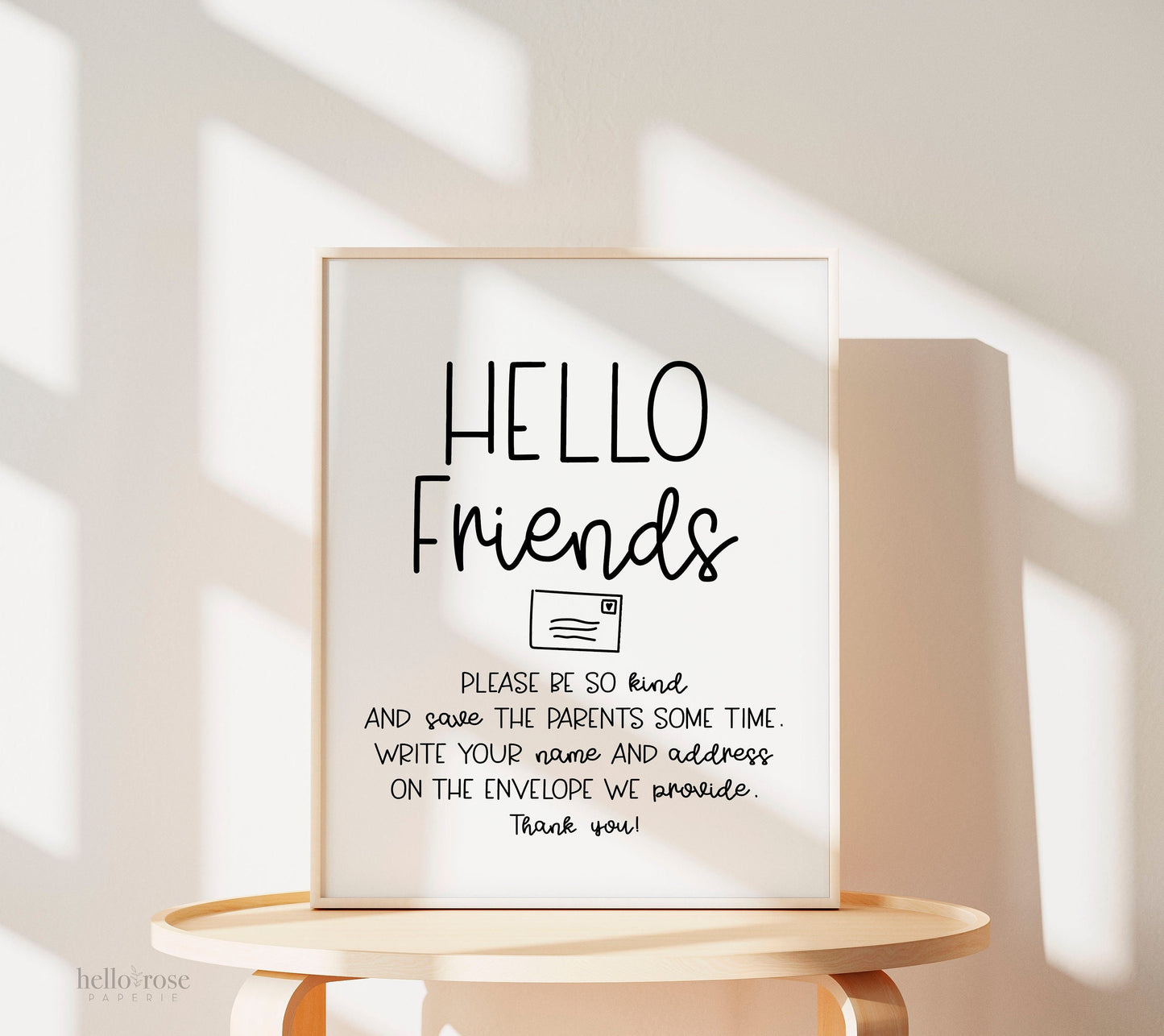 Write Your Address on an Envelope Baby Shower Sign . Boy Girl Neutral . Rustic Kraft + Black & White . Printable 8x10 Instant Download . K4
