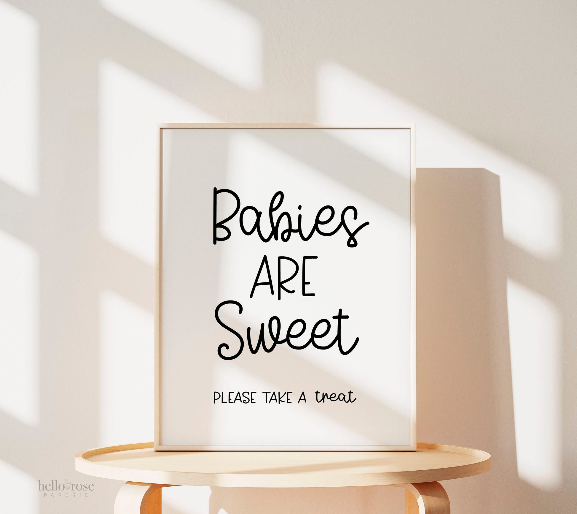 Babies are Sweet Please Take a Treat Baby Shower Sign . Boy Girl Neutral . Kraft + Black & White . Printable 8x10 Instant Download . K4