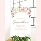 Welcome to the Bridal Shower Personalized Sign Floral . Wedding Shower . Pink White Roses Greenery Eucalyptus . Printable Digital Download