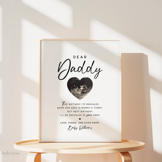 Dear Daddy Gift Sonogram Ultrasound Gift from Daughter Son Wife . Fathers Day Pregnancy Announcement . Minimalist . PRINTABLE DOWNLOAD