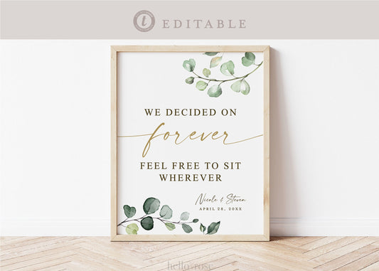 Cards and Gifts . Editable Printable Sign . Greenery + Gold . Baby Bridal Shower Wedding Party . Template Instant Download Templett G2-T