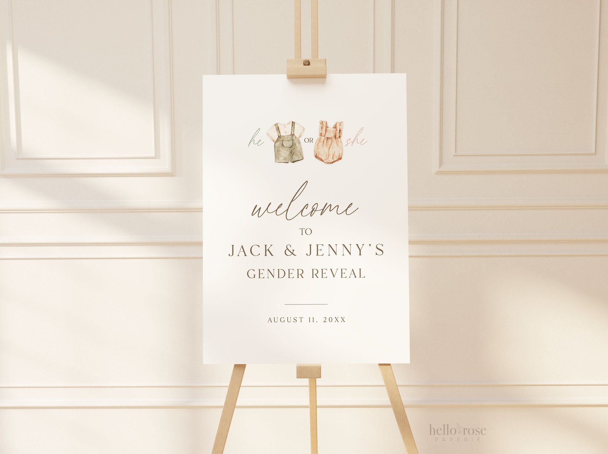 Welcome Sign Gender Reveal, He or She What Will Baby Be, Boho Baby Gender Reveal, Gender Neutral Shower, Template Download TEMPLETT GR2-T