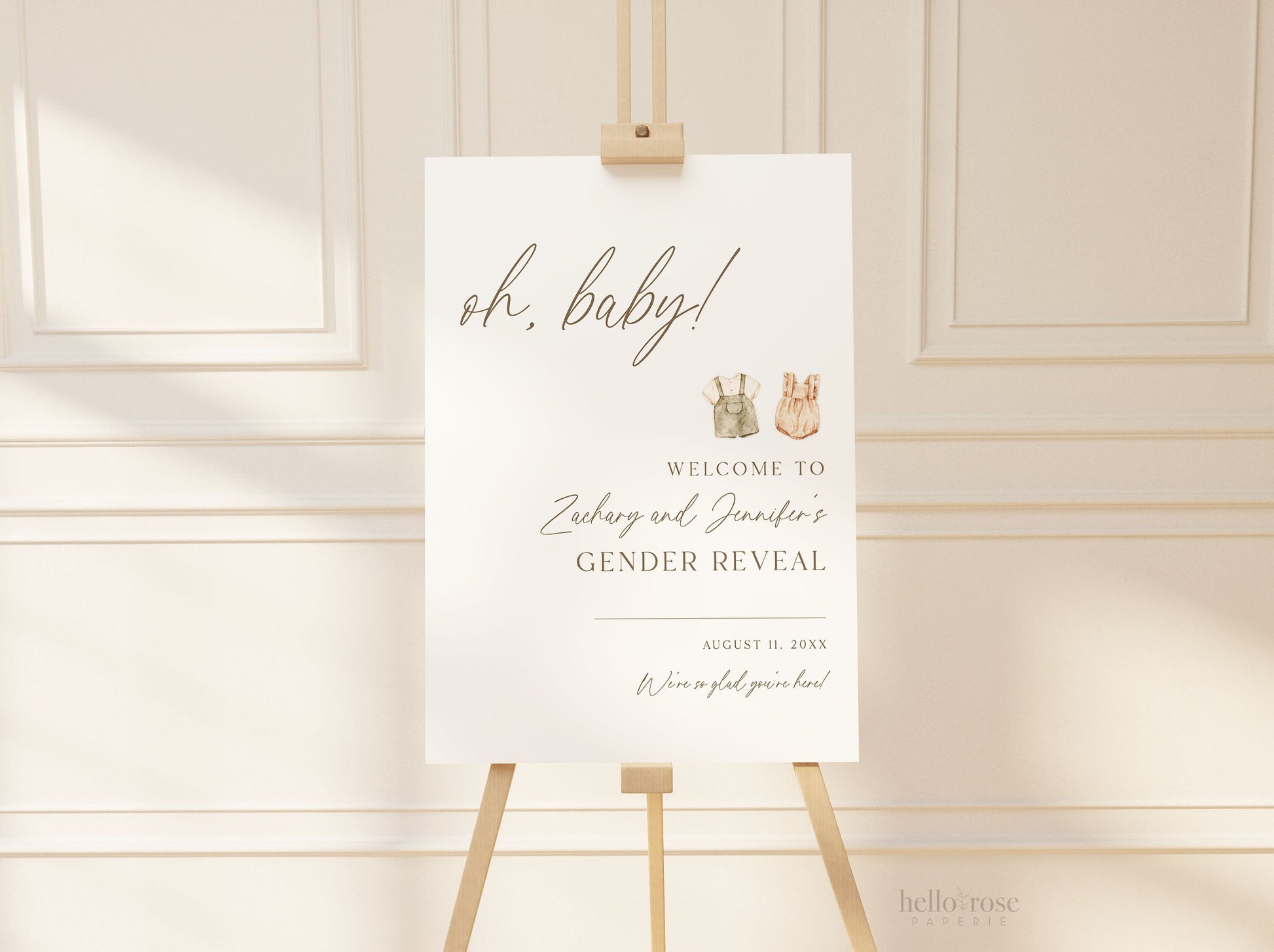Welcome Sign Oh Baby Gender Reveal, He or She What Will Baby Be, Minimalist Boho Baby Gender Reveal, Gender Neutral, TEMPLETT Download GR2-T